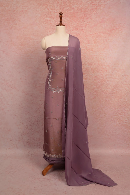 Lavender Tissue Beads Butta Unstitched Churidhar Material