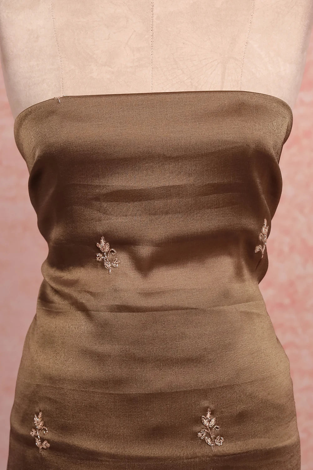 Grey Organza Beads Work Unstitched Churidhar Material