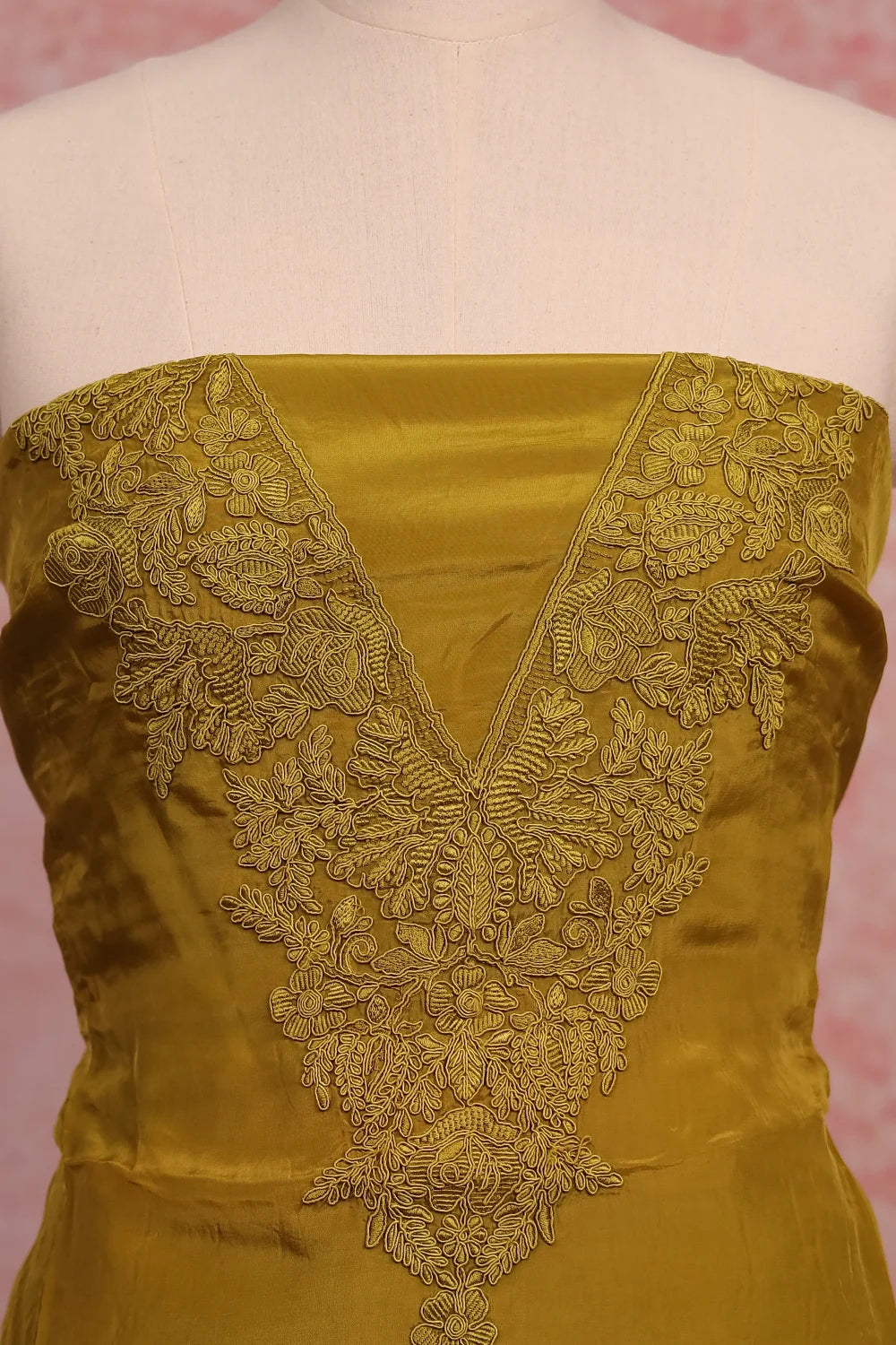 Mehandi Green Organza Plain Body Unstitched Churidhar Material