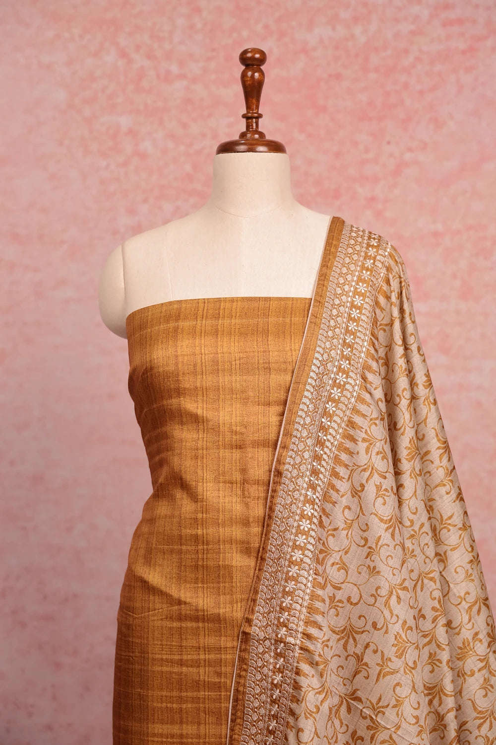 Mustard Yellow Semi Silk Plain Body Unstitched Churidhar Material