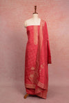 Dark Peach Banarasi Butta Unstitched Churidhar Material