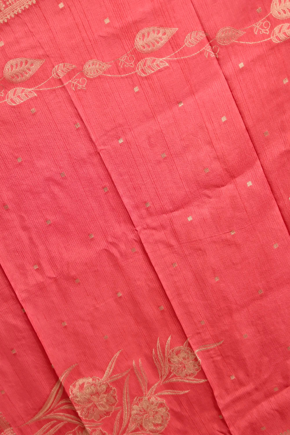 Dark Peach Banarasi Butta Unstitched Churidhar Material