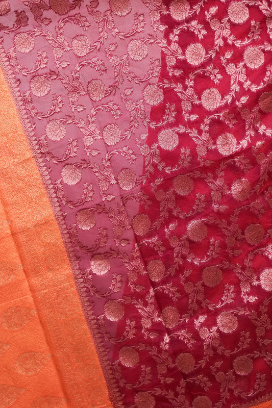 Orange Banarasi Butta Unstitched Churidhar Material