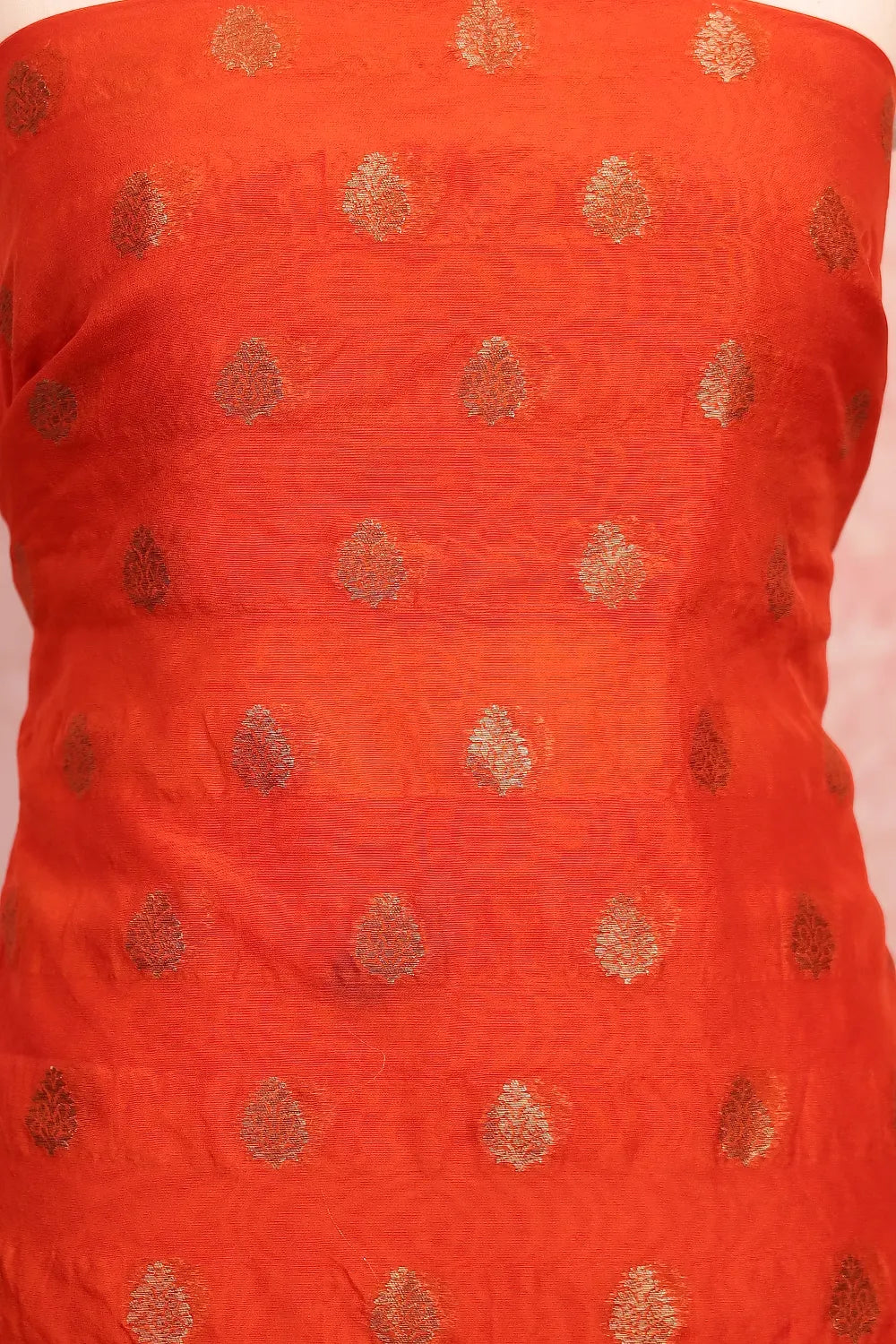 Orange Banarasi Butta Unstitched Churidhar Material