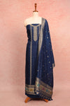 Teal Blue Banarasi Banarasi Design Unstitched Churidhar Material