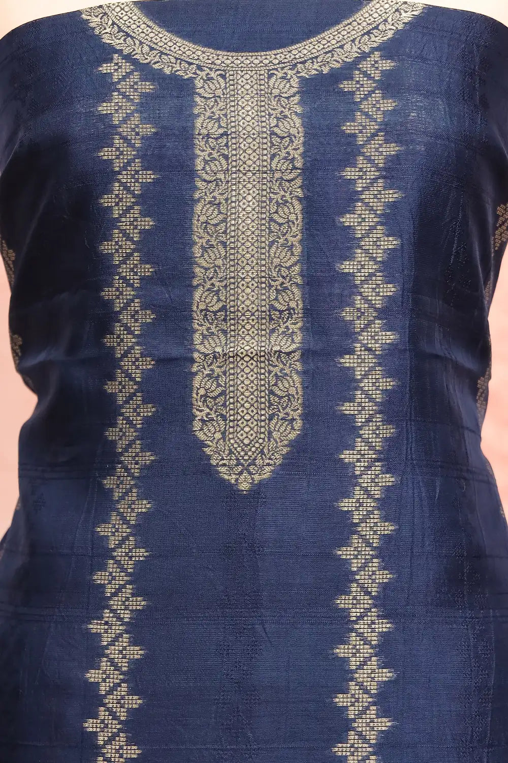 Teal Blue Banarasi Banarasi Design Unstitched Churidhar Material