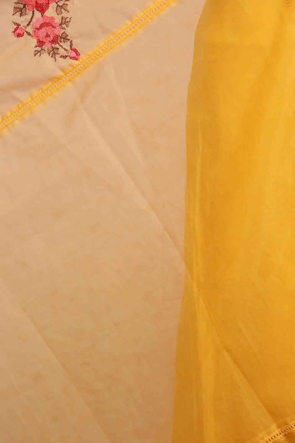 Yellow Chanderi Plain Body Unstitched Churidhar Material