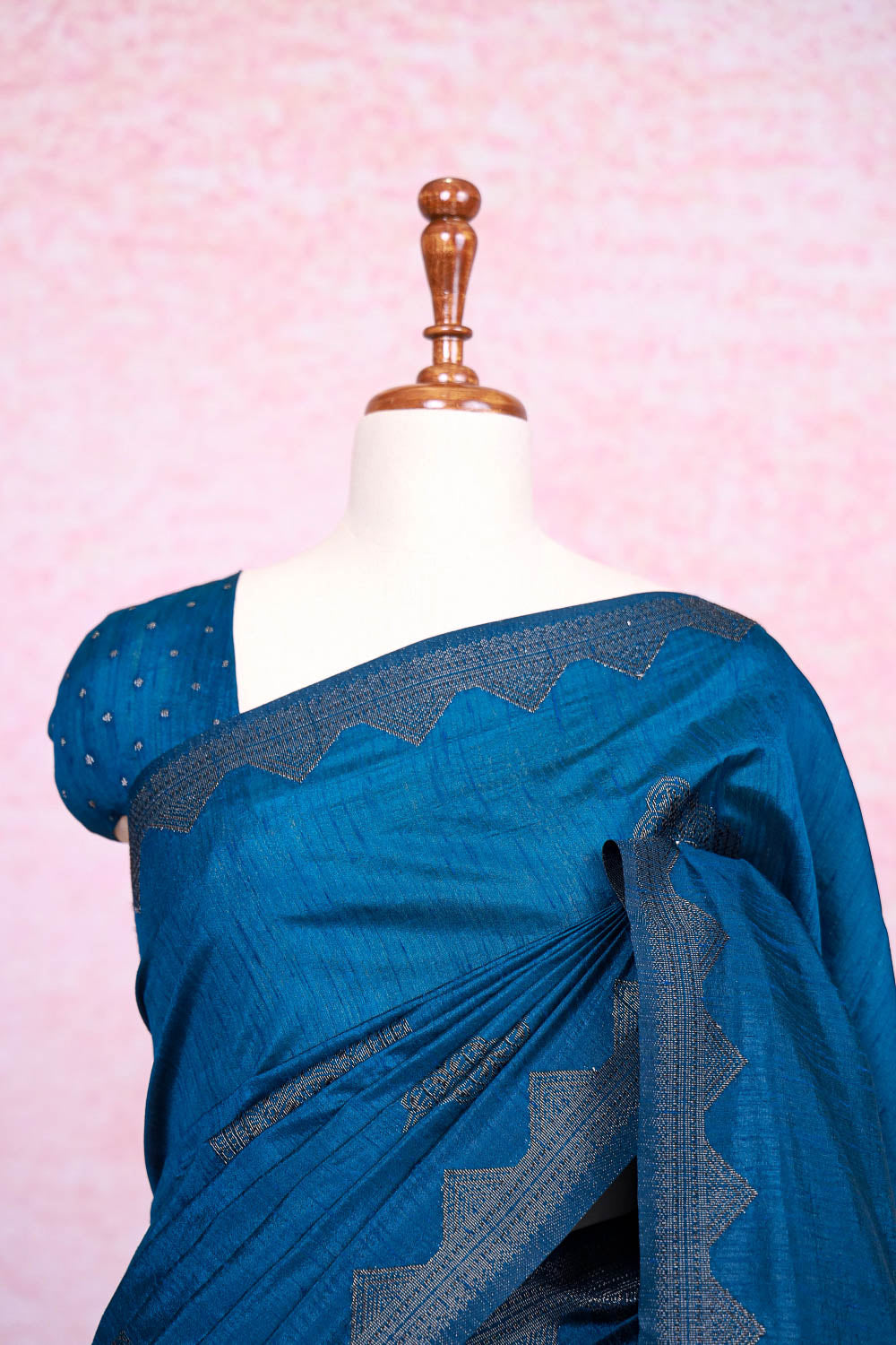 Blue Semi Jute Saree