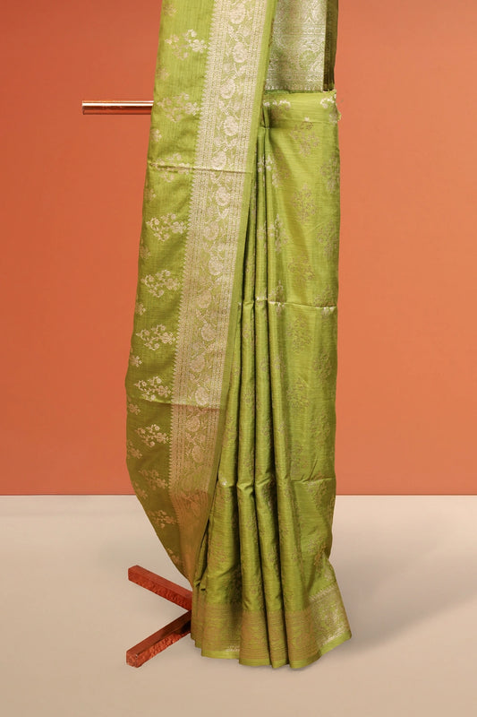 Mehandi Green Semi Jute Saree