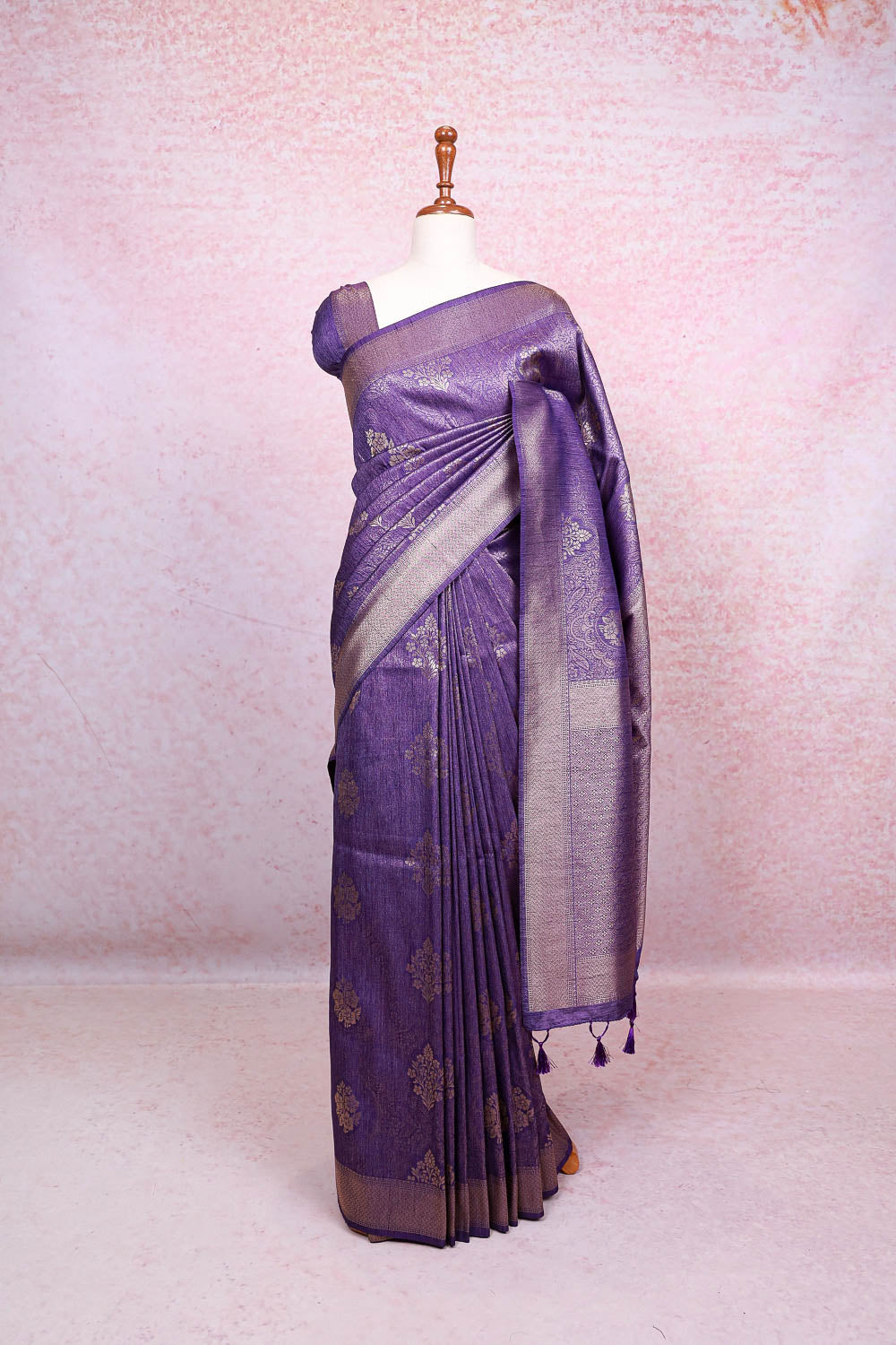 Violet Semi Jute Saree