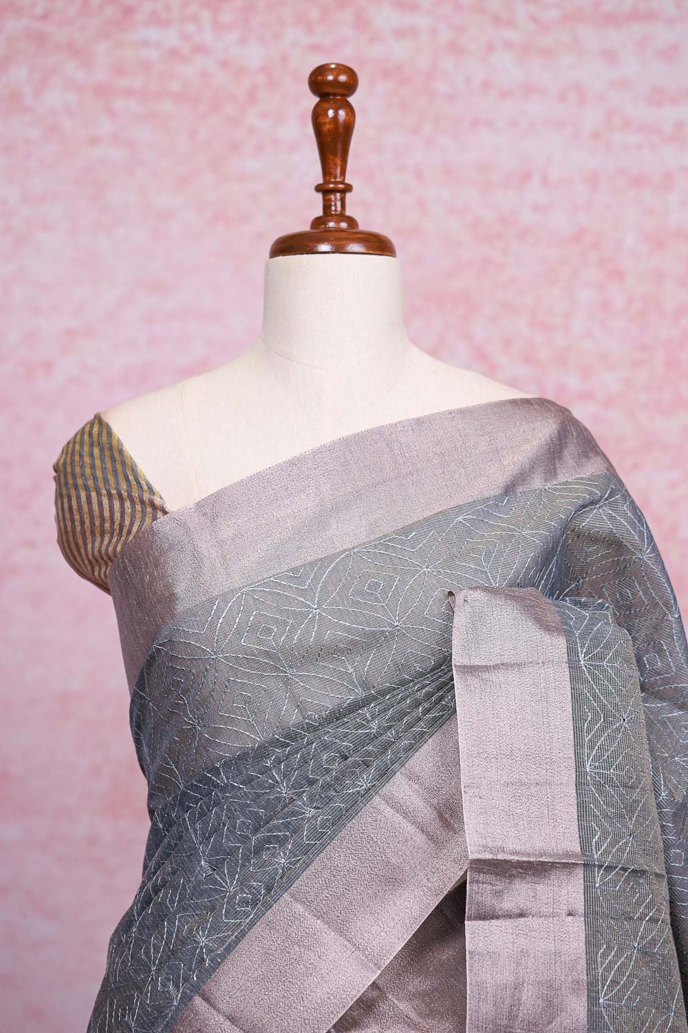 Ash Semi Tissue Saree