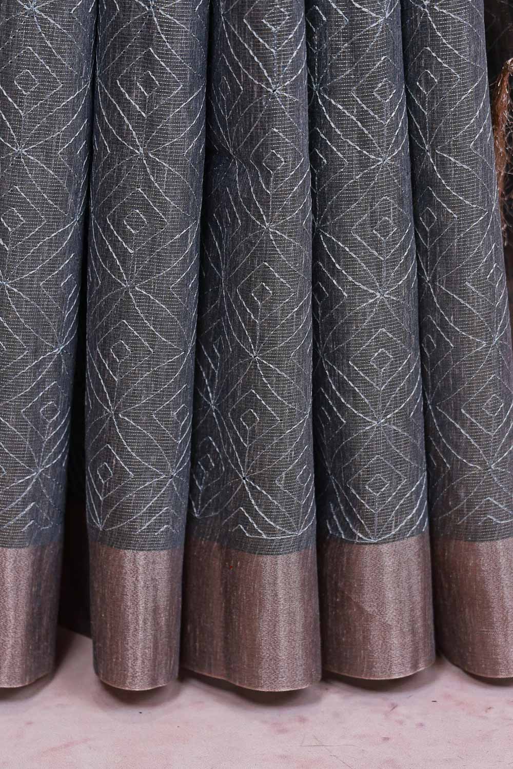 Ash Semi Tissue Saree