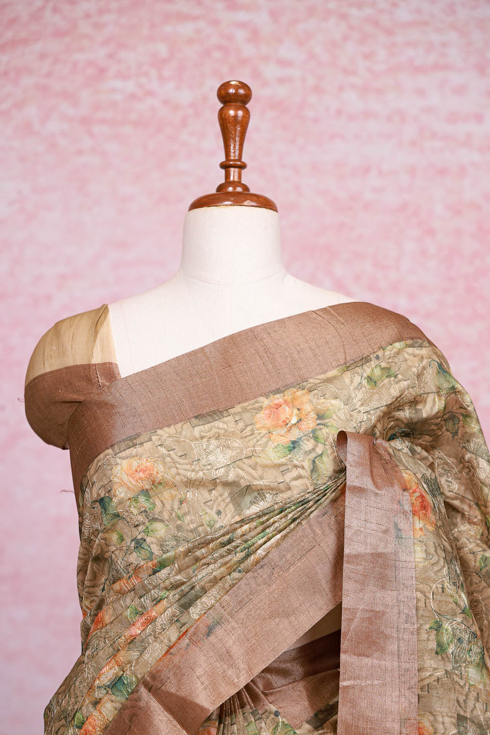 Cream Semi Tussar Saree