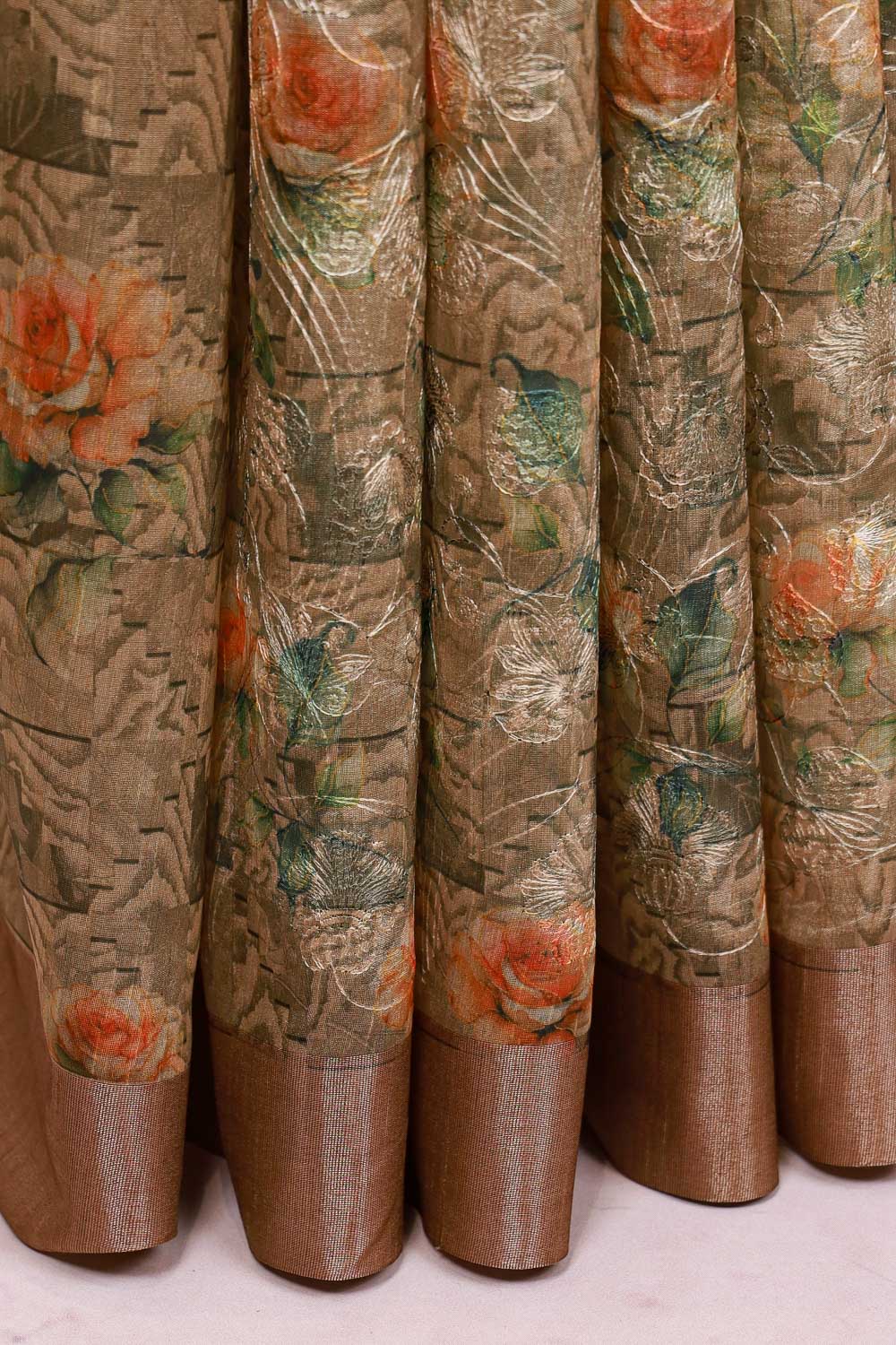 Cream Semi Tussar Saree