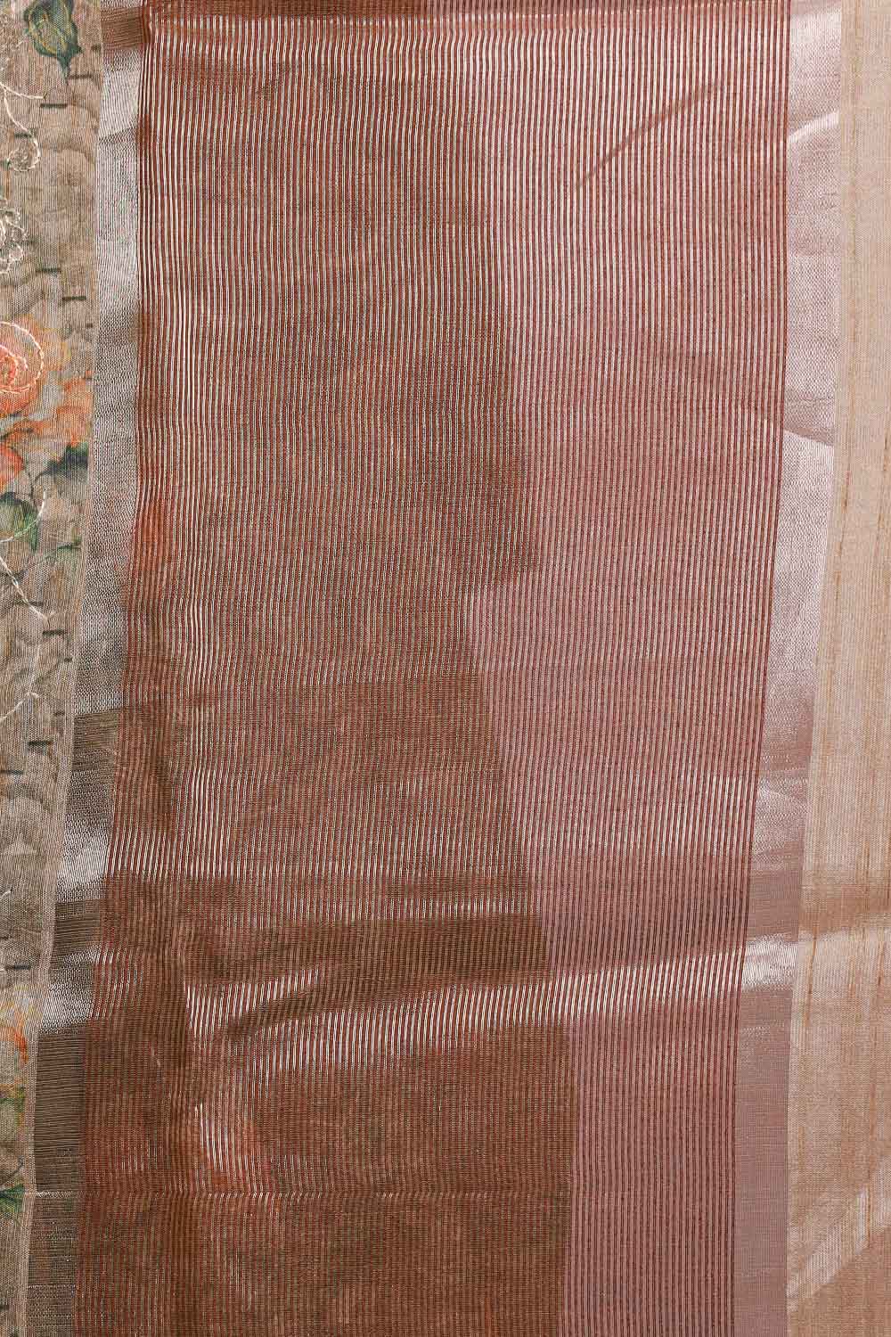 Cream Semi Tussar Saree