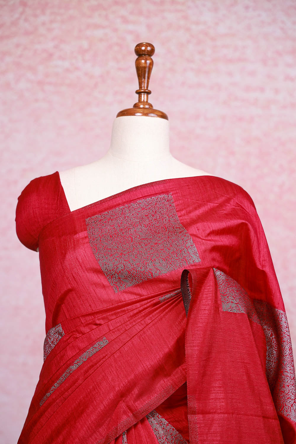 Wine Red Semi Jute Saree