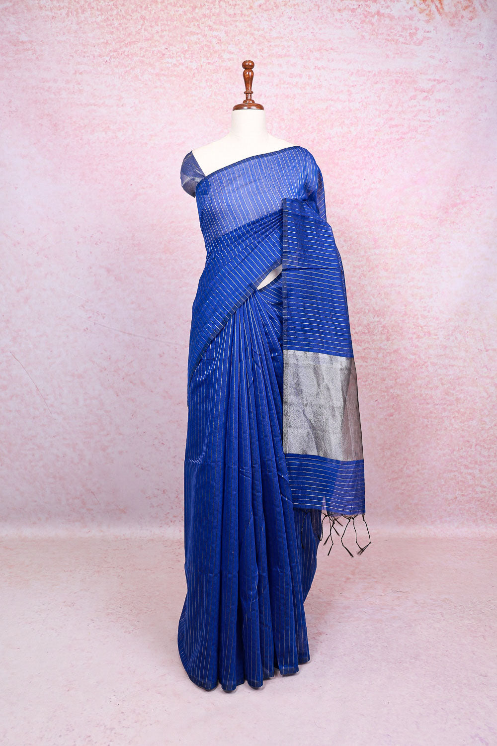 Blue Cotton Silk Saree