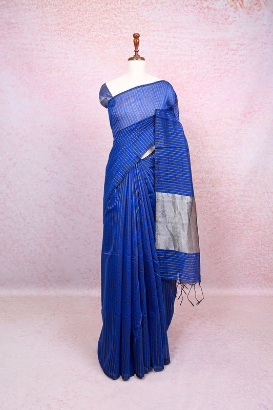 Blue Cotton Silk Saree