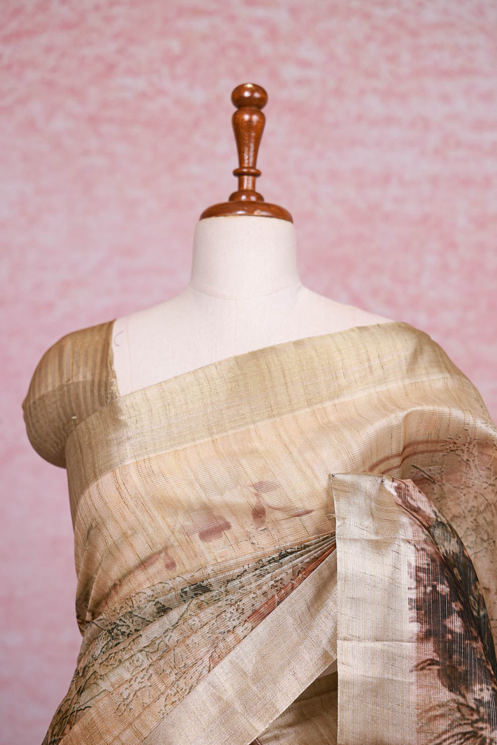 Cream Semi Tissue Saree