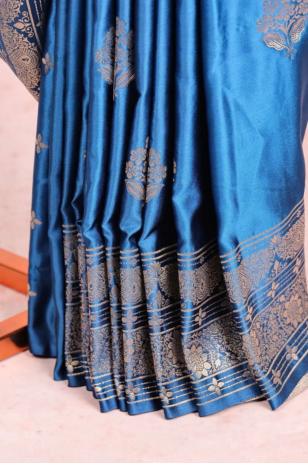 Blue Satin Crepe Saree