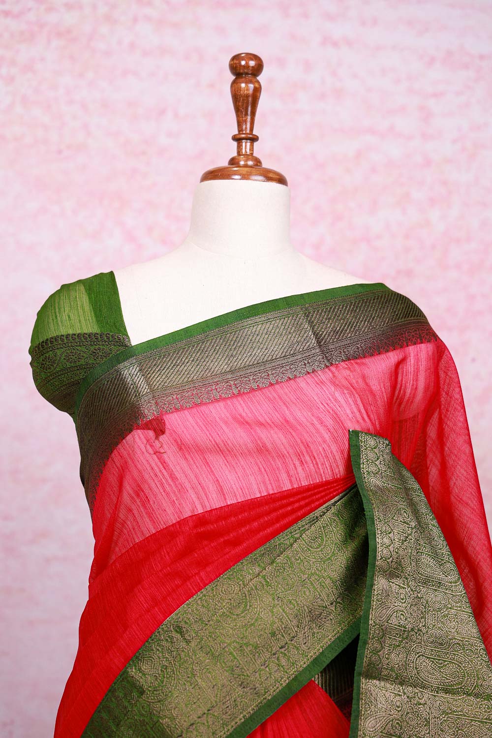 Magenta Semi Jute Saree