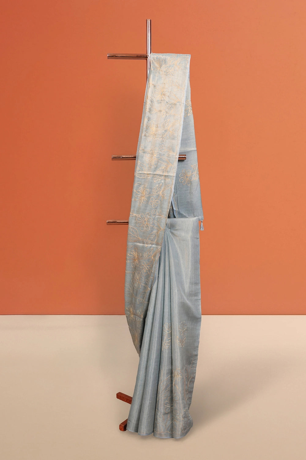 Powder Blue Semi Tissue Saree