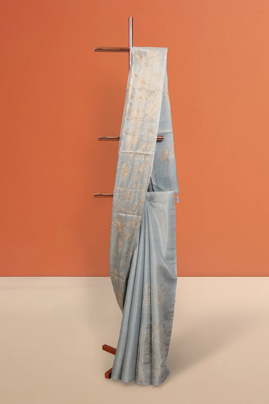 Powder Blue Semi Tissue Saree