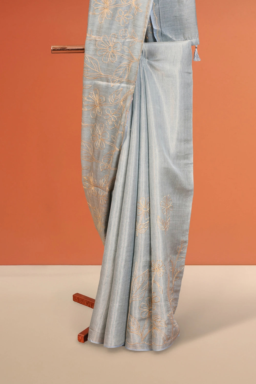 Powder Blue Semi Tissue Saree