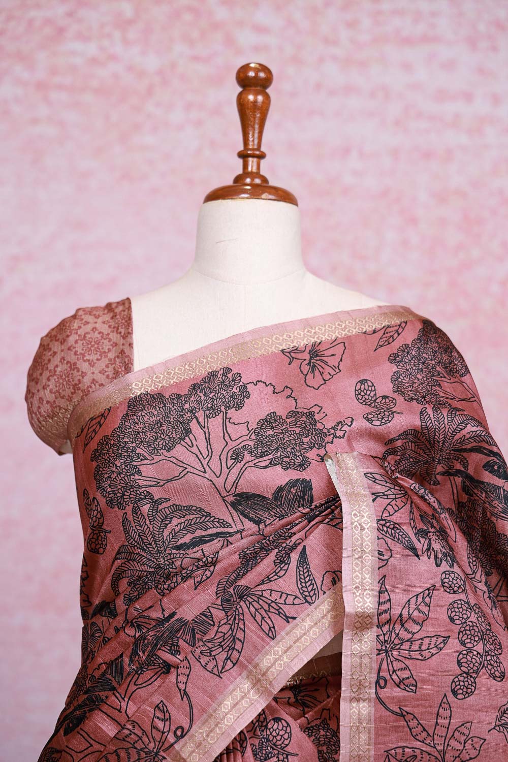 Onion Pink Semi Tussar Saree