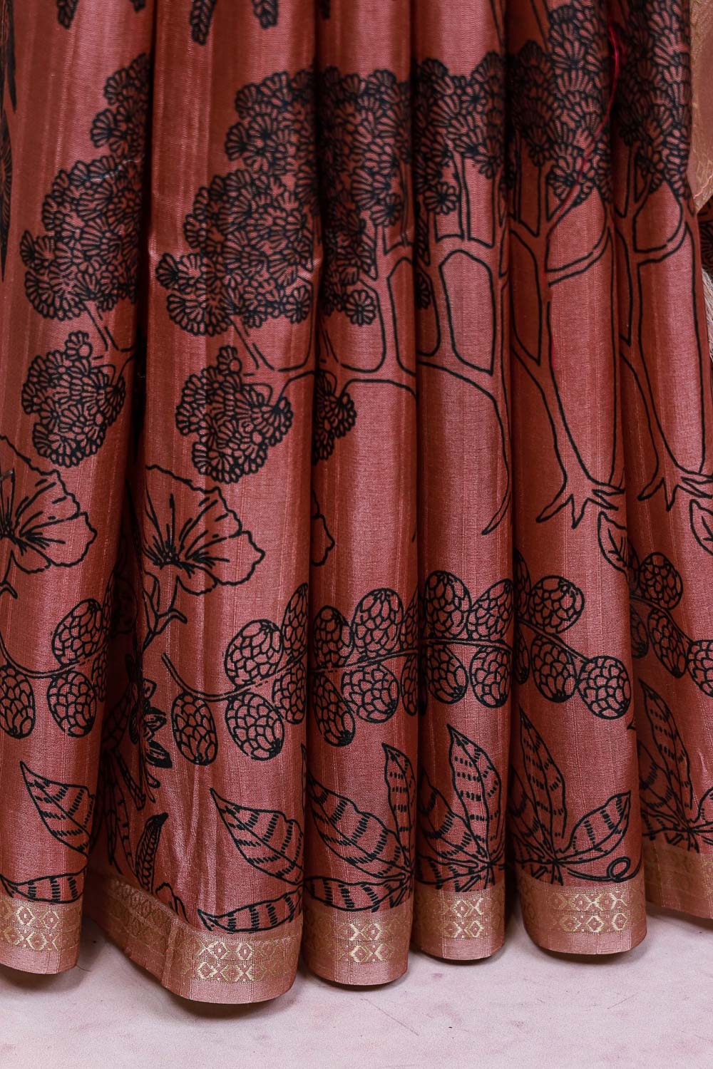 Onion Pink Semi Tussar Saree