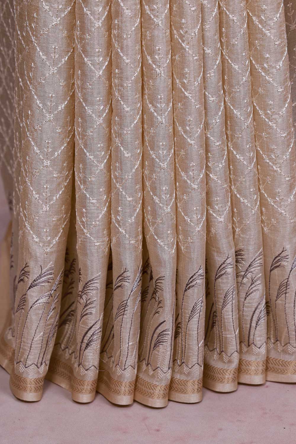 Cream Semi Jute Saree