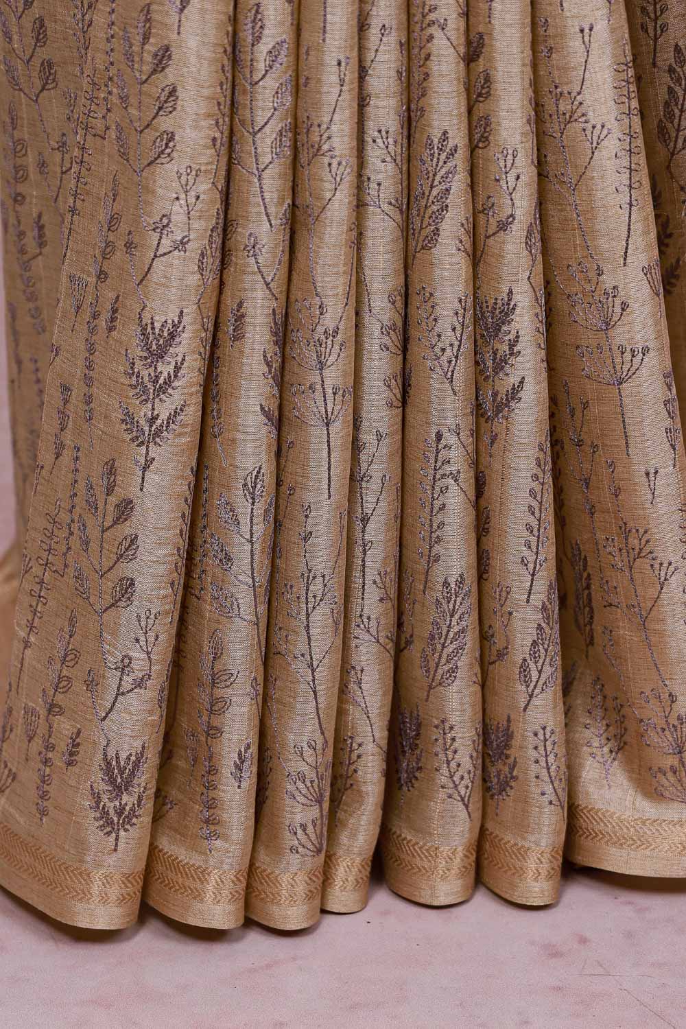 Cream Semi Jute Saree