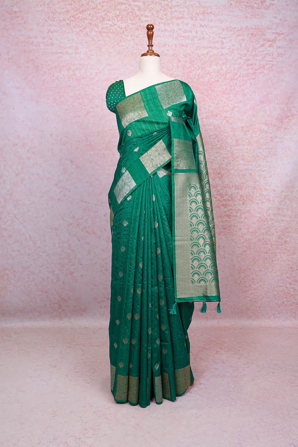 Green Semi Jute Saree