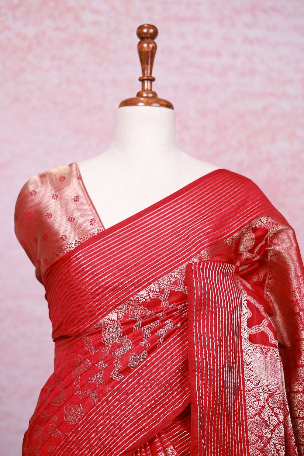 Reddish Maroon Semi Silk Saree