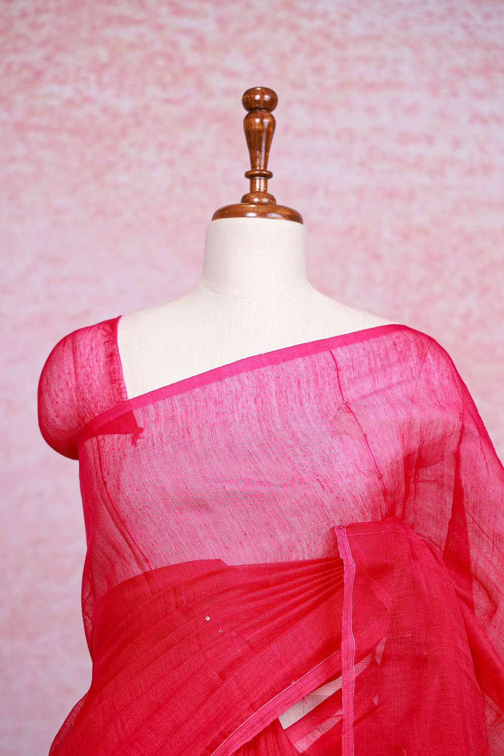 Magenta Semi Linen Saree