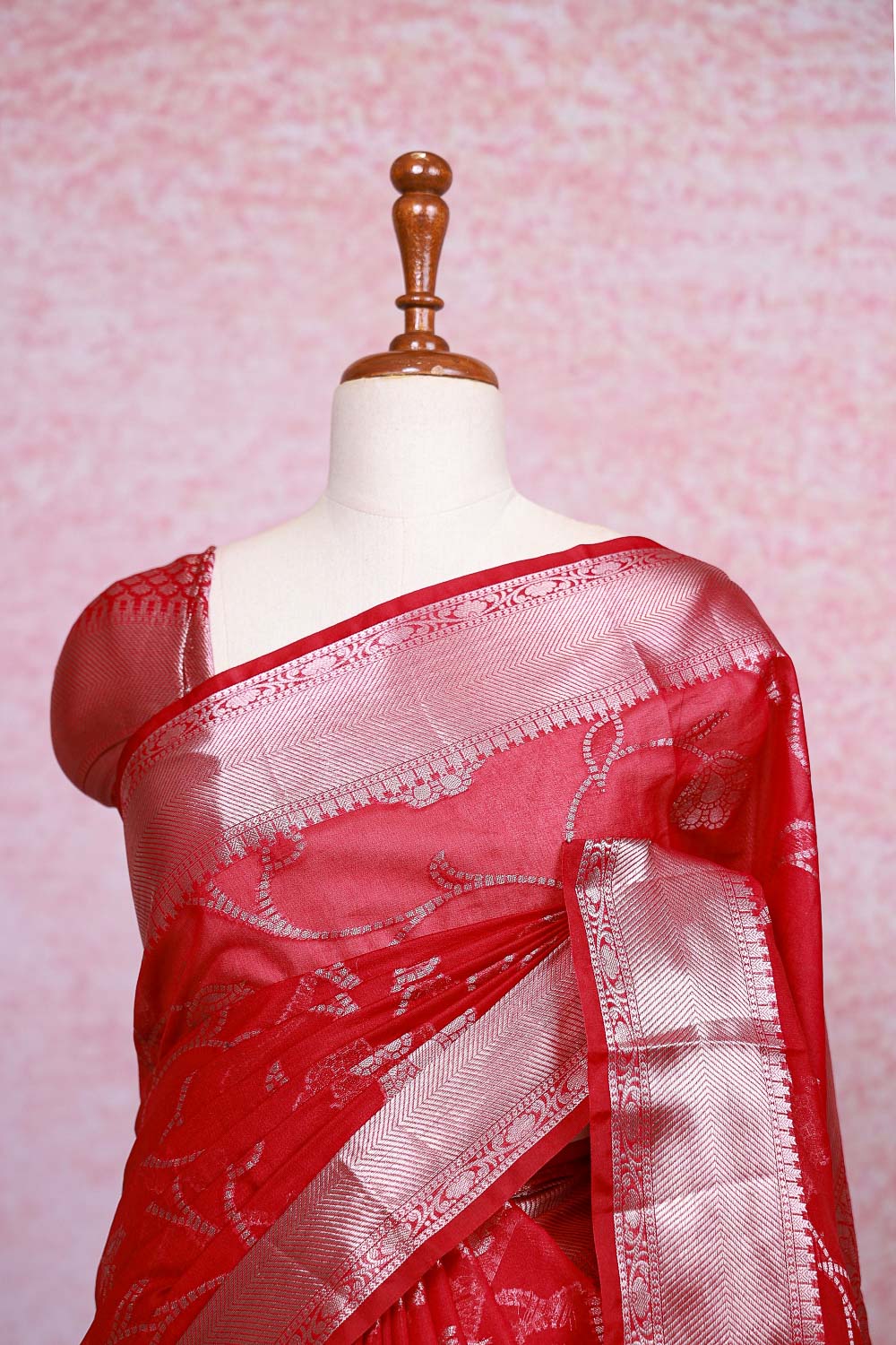 Maroon Semi Banarasi Saree