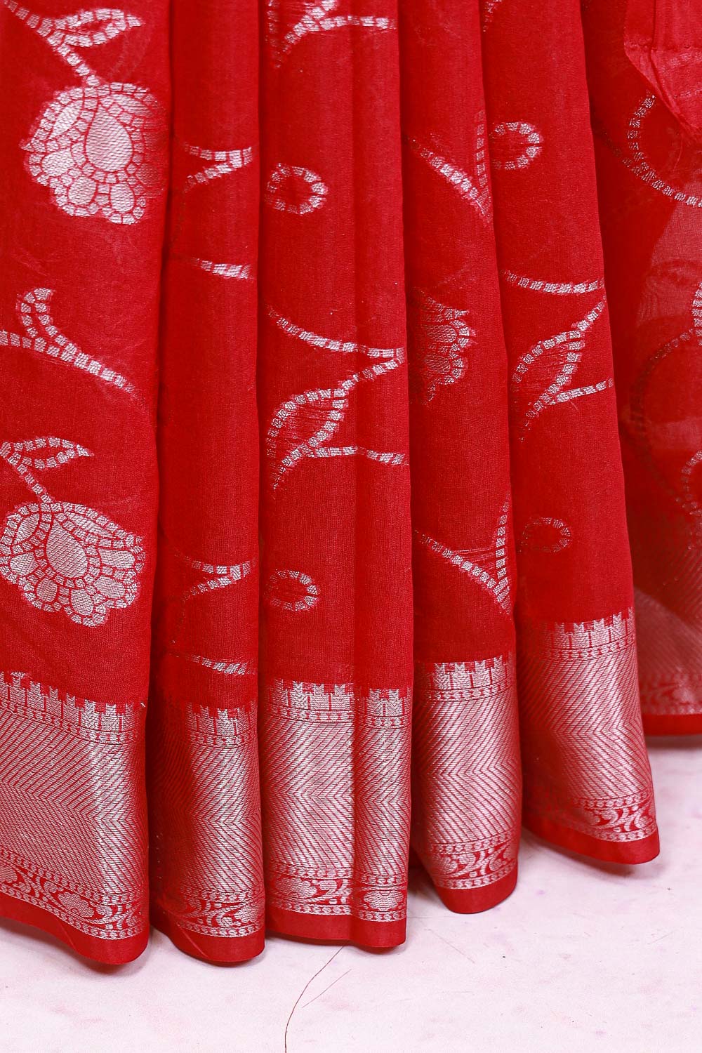 Maroon Semi Banarasi Saree