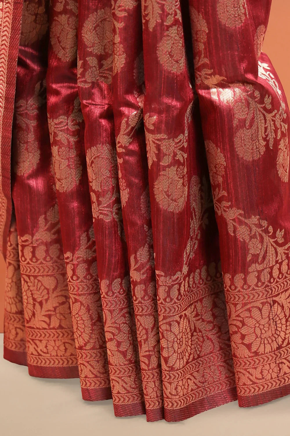 Maroon Jute Banrasi Saree