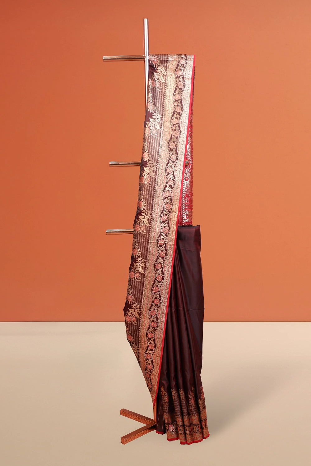 Wine Red Crepe Saree