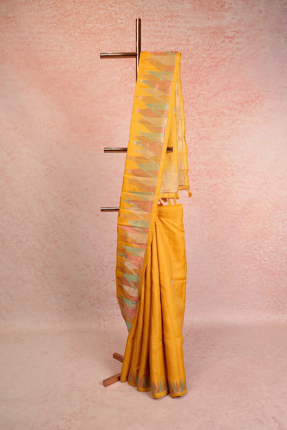Mustard Yellow Semi Tussar Saree