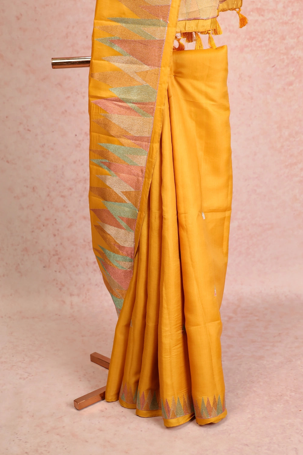 Mustard Yellow Semi Tussar Saree
