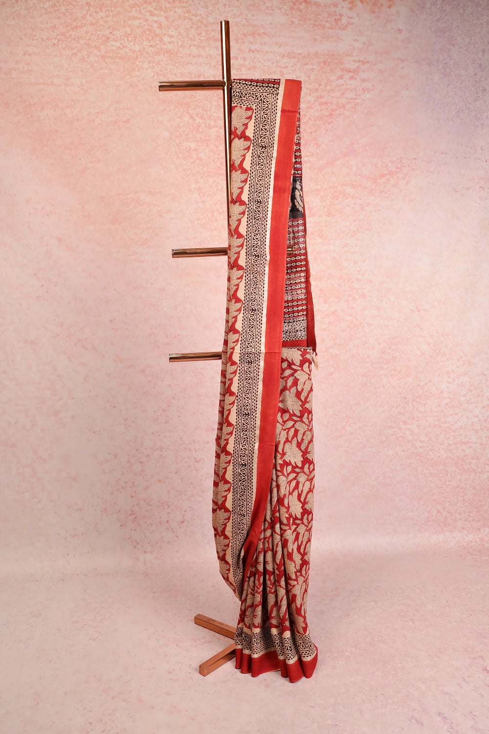 Brick Color Semi Linen Saree
