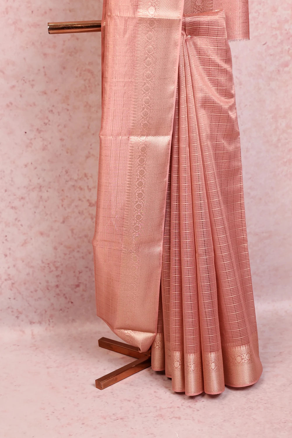Peach Chanderi Cotton Saree