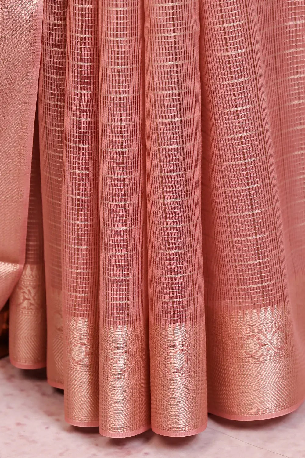 Peach Chanderi Cotton Saree
