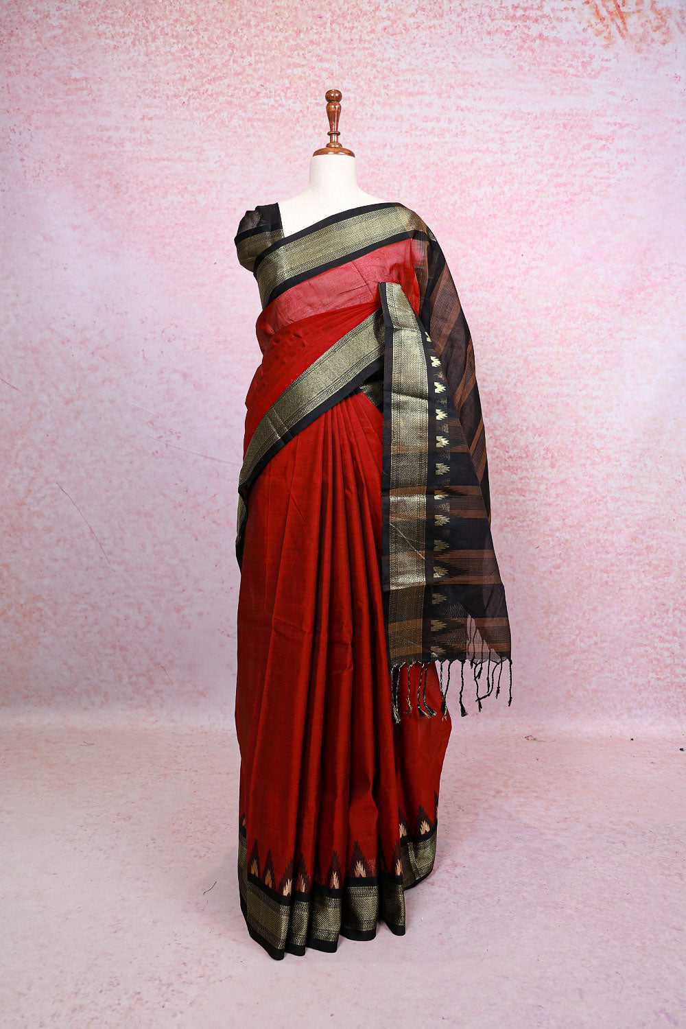 Maroon Cotton Saree