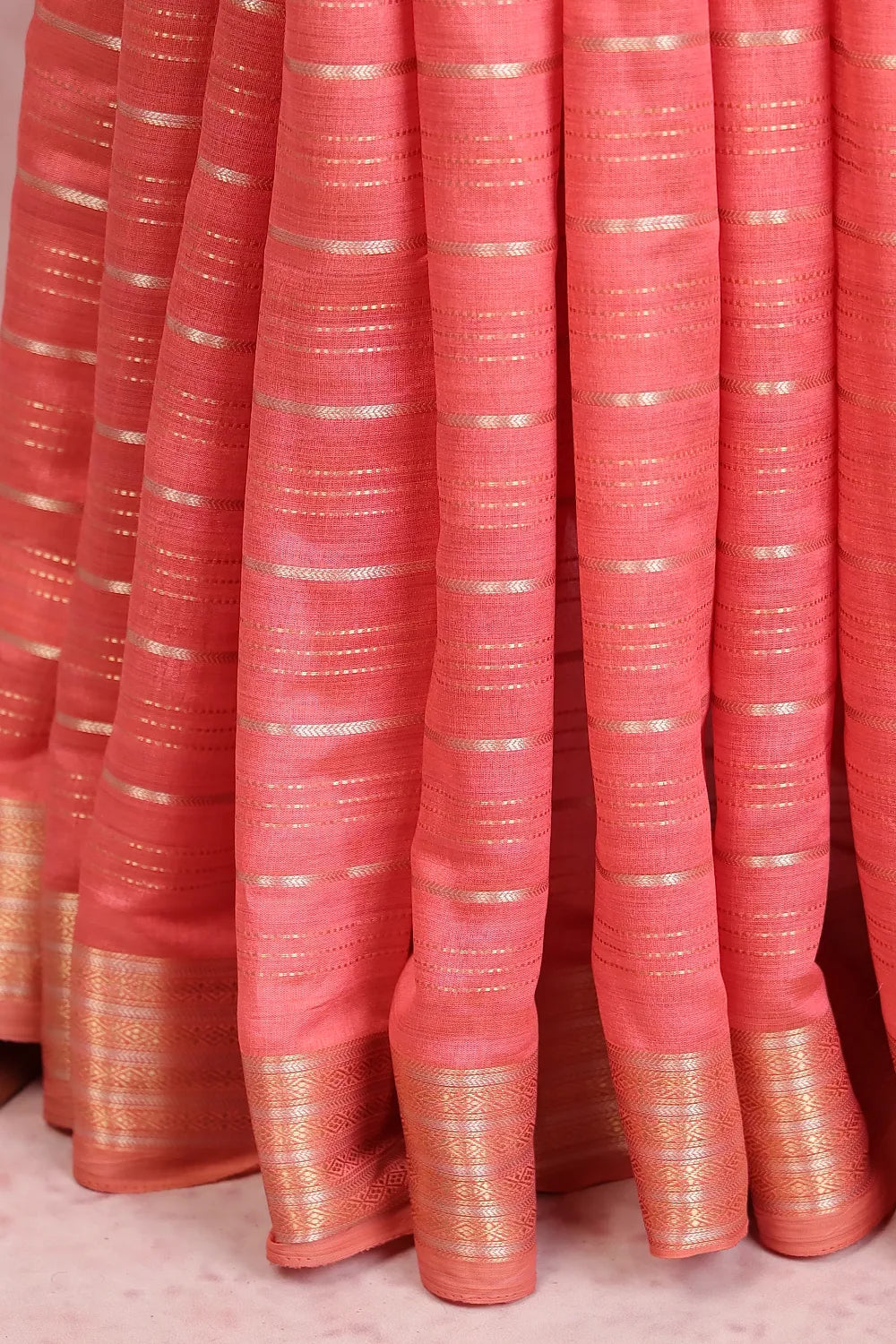 Peach Semi Tissue Saree