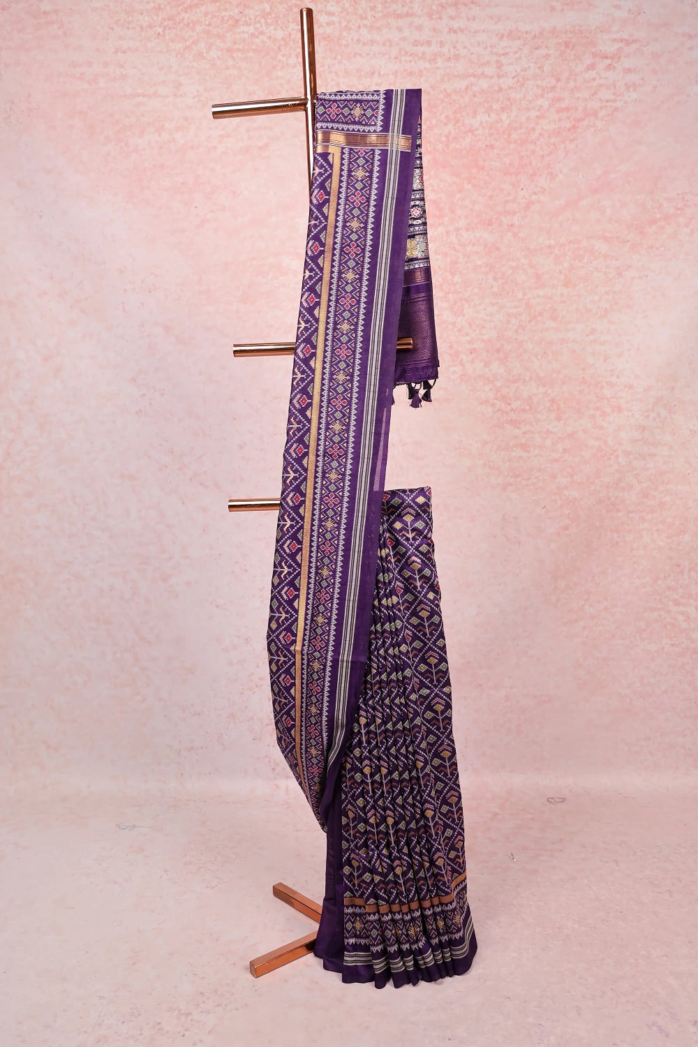 Dark Violet Semi Silk Saree