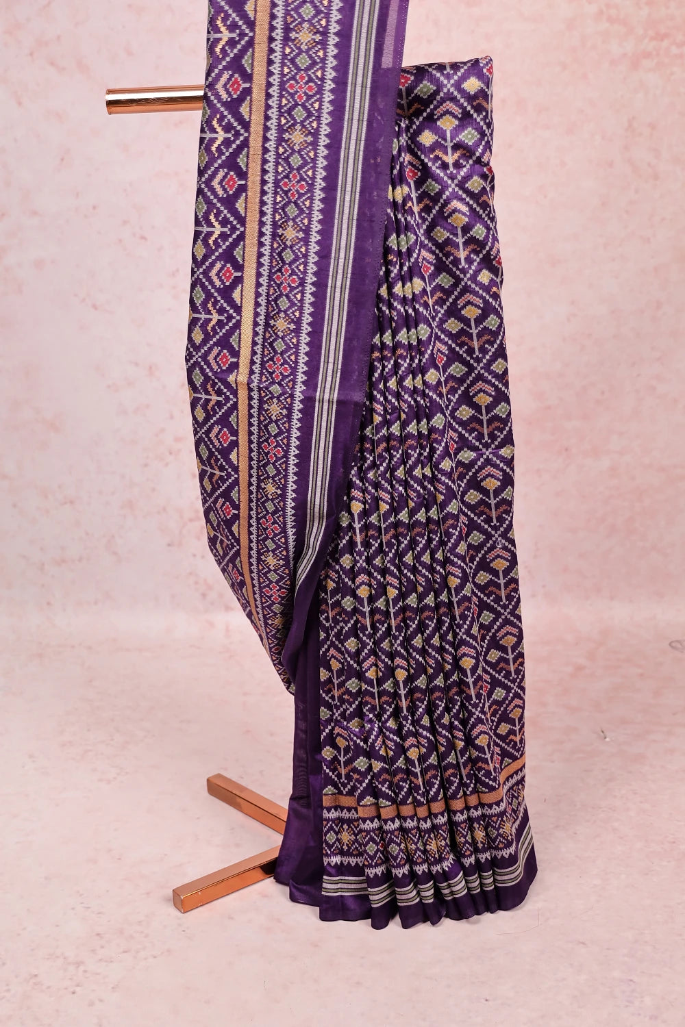 Dark Violet Semi Silk Saree