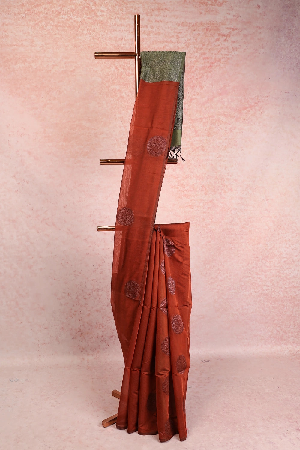 Rust Cotton Silk Saree
