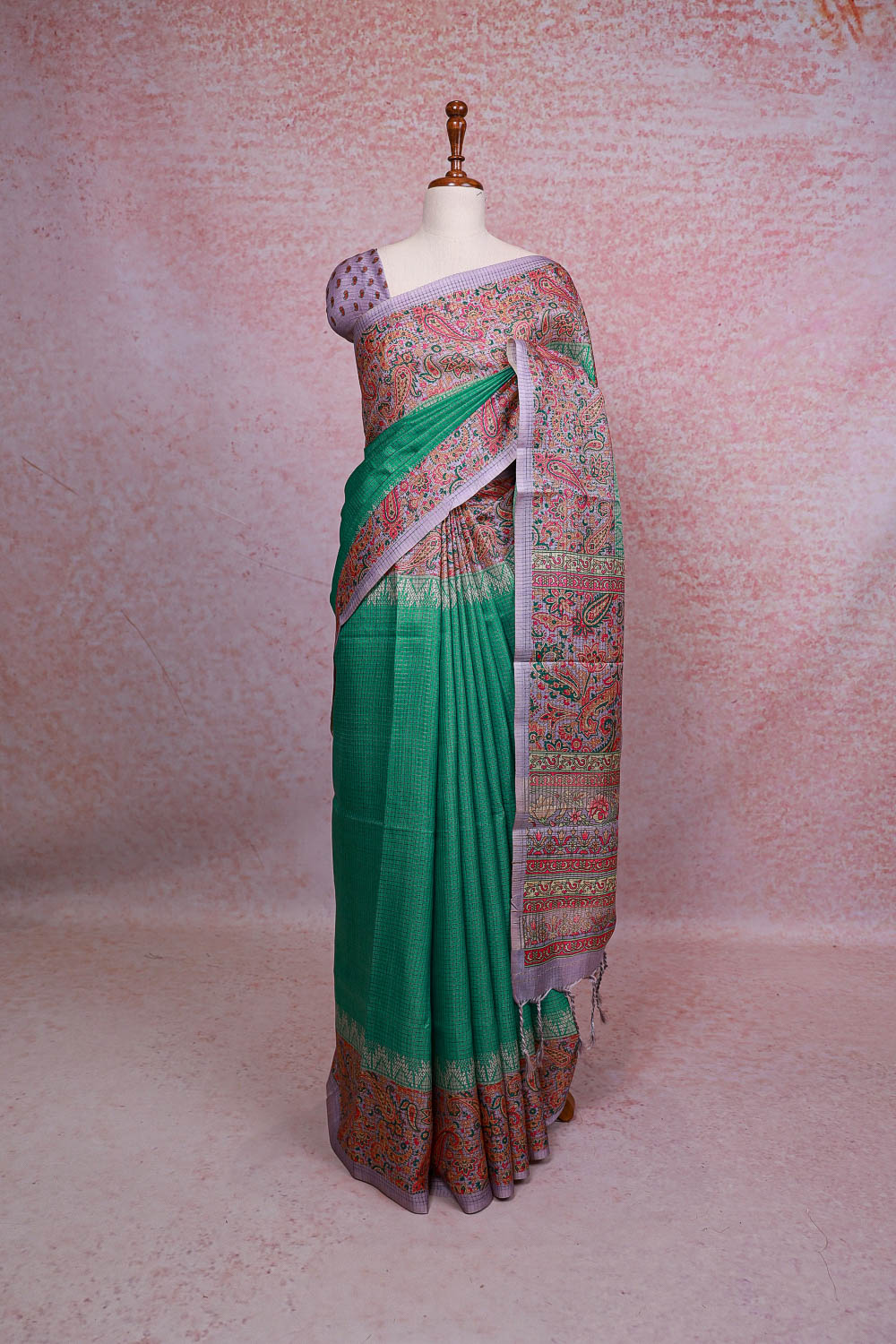 Green Semi Tussar Saree